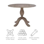 Tavoli da Pranzo Tradizionali Torino Marrone Rustico - : Legno Massello, 4 Posti, 42" Diametro
