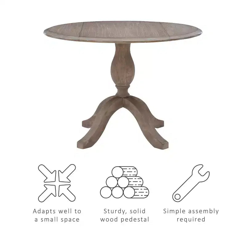 Tavoli da Pranzo Tradizionali Torino Marrone Rustico - : Legno Massello, 4 Posti, 42" Diametro