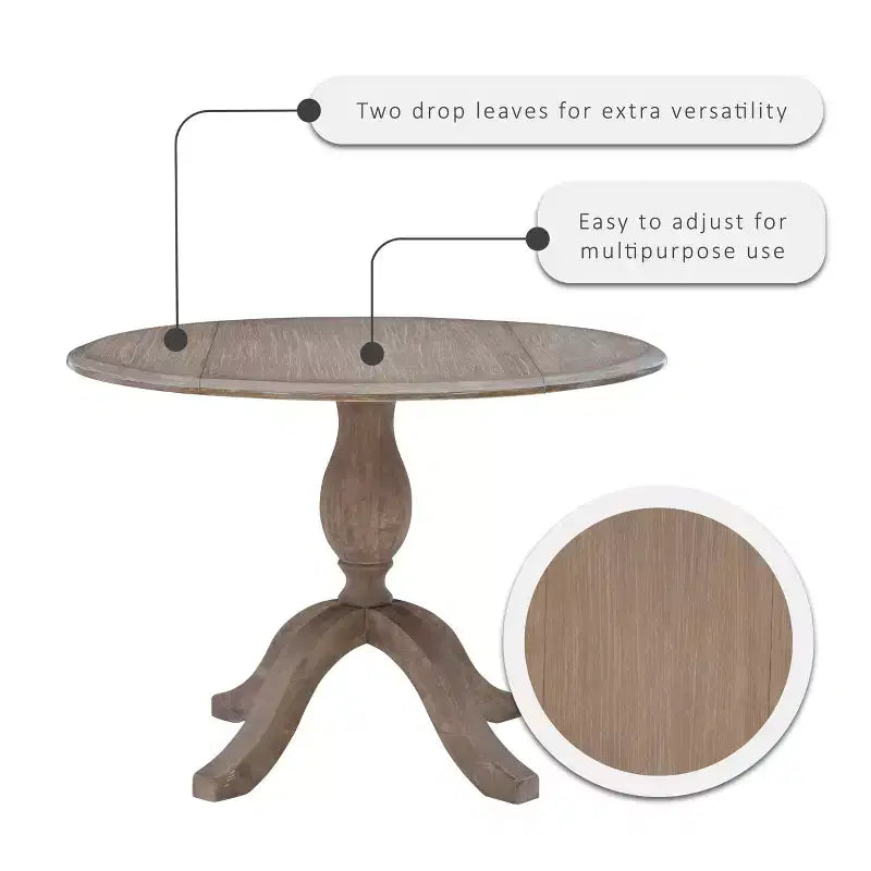 Tavoli da Pranzo Tradizionali Torino Marrone Rustico - : Legno Massello, 4 Posti, 42" Diametro
