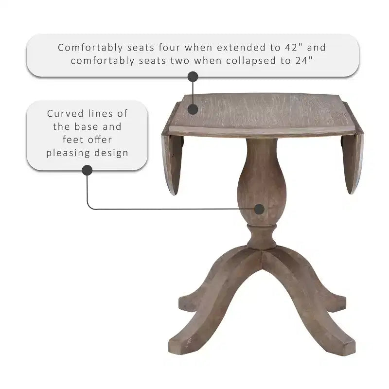 Tavoli da Pranzo Tradizionali Torino Marrone Rustico - : Legno Massello, 4 Posti, 42" Diametro