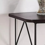 Tavolino rettangolare in noce per divano - : Struttura in acciaio, MDF e impiallacciatura in legno, altezza 76 cm, profilo sottile