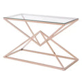 Justi Glass Top Sofa Table Gold Plating - miBasics: Steel Frame, Entryway, Modern Design, 47.25"W