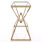 Tavolino da Divano con Piano in Vetro e Placcatura Dorata - : Struttura in acciaio, Ingresso, Design moderno, 120 cm L