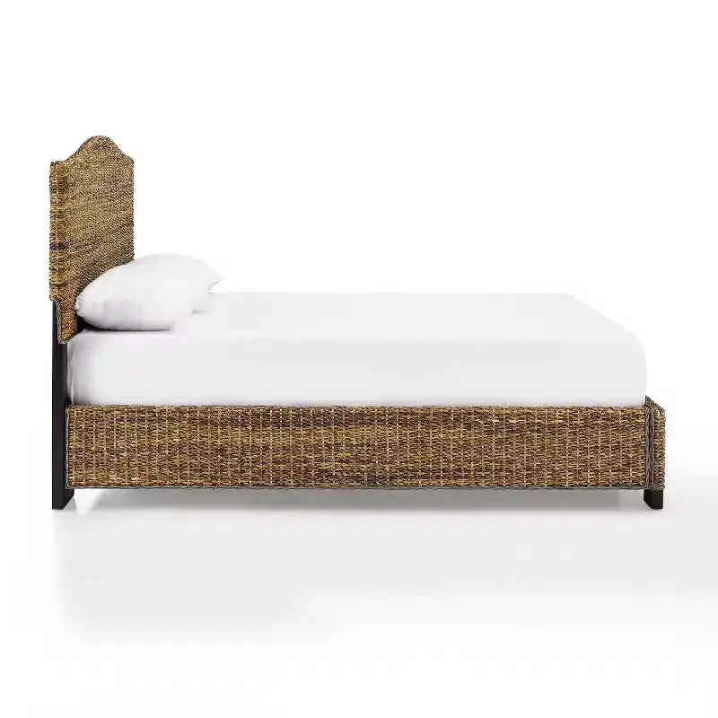 Queen Serena Letto Banana Leaf - : Stile Costiero Compensato e Struttura in Legno, Design Testiera Curvo