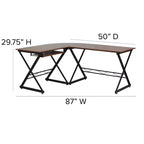 Scrivania angolare per computer in laminato Teakwood con vassoio estraibile per tastiera
