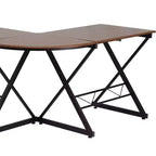 Scrivania angolare per computer in laminato Teakwood con vassoio estraibile per tastiera