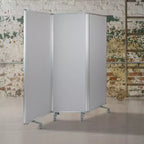 Lavagna magnetica/separé in tessuto mobile bifacciale con ruote bloccabili, 72A x 24L (3 sezioni incluse)