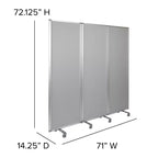 Lavagna magnetica/separé in tessuto mobile bifacciale con ruote bloccabili, 72A x 24L (3 sezioni incluse)