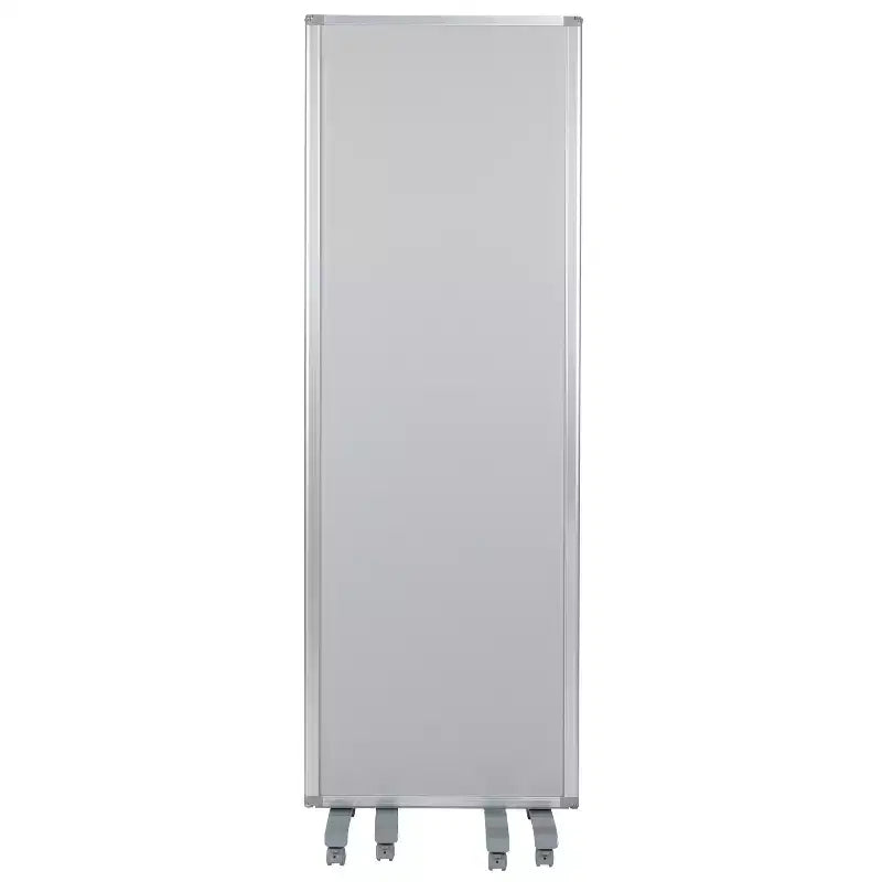 Lavagna magnetica/separé in tessuto mobile bifacciale con ruote bloccabili, 72A x 24L (3 sezioni incluse)