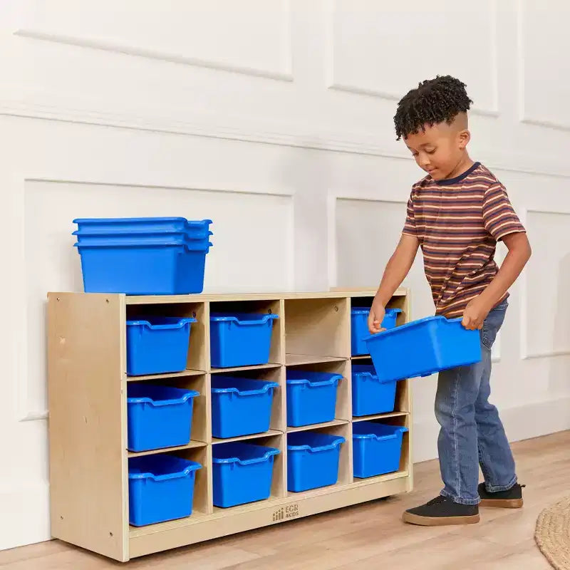Mobile con 12 scomparti e 15 contenitori frontali a paletta, 3x4, Mobili per bambini