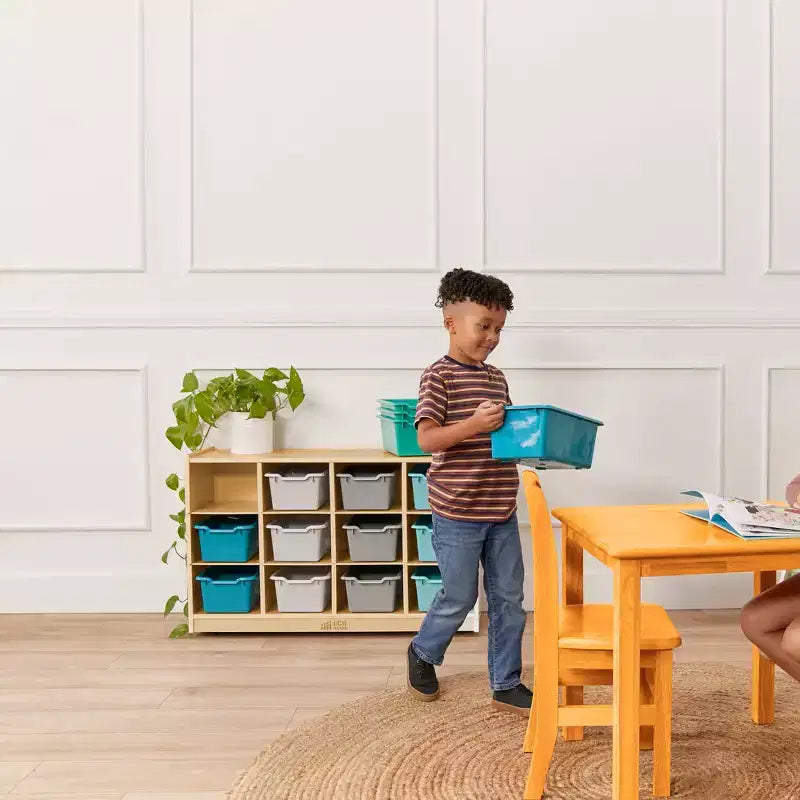 Mobile con 12 scomparti e 15 contenitori frontali a paletta, 3x4, Mobili per bambini