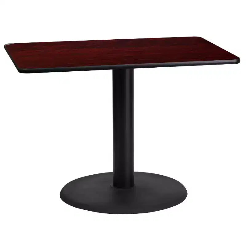 Tavolo Rettangolare in Laminato 24x42 con Base a Colonna Tonda da 24