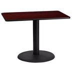Tavolo Rettangolare in Laminato 24x42 con Base a Colonna Tonda da 24