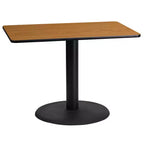 Tavolo Rettangolare in Laminato 24x42 con Base a Colonna Tonda da 24