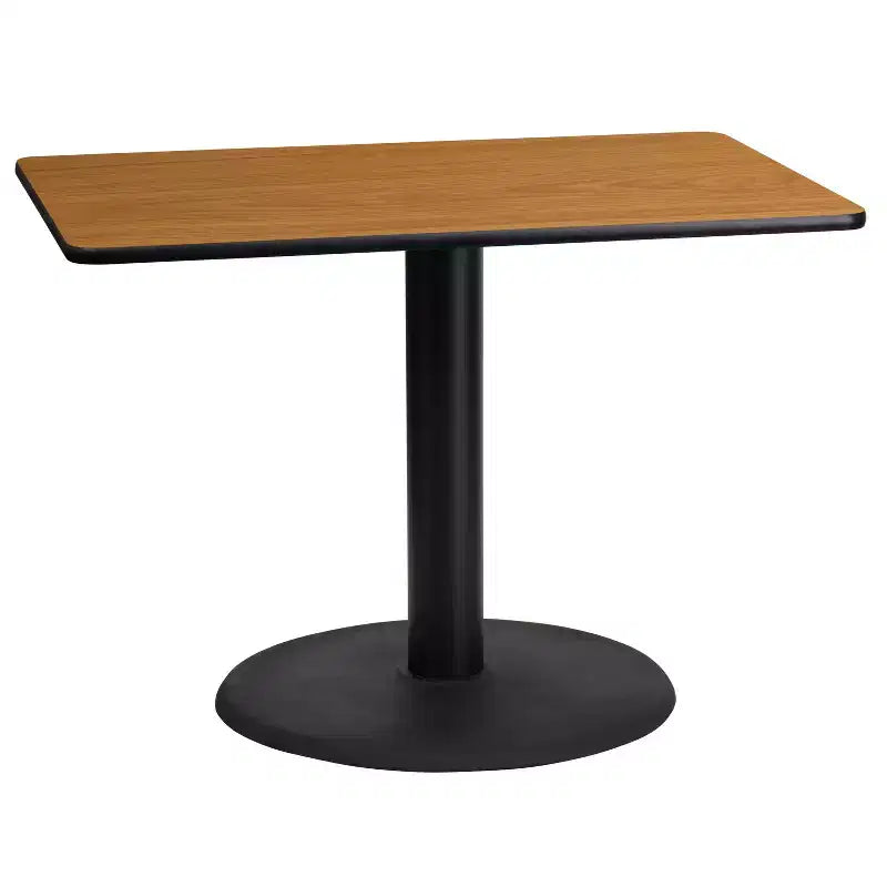 Tavolo Rettangolare in Laminato 24x42 con Base a Colonna Tonda da 24