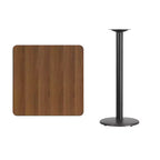 Piano di tavolo laminato quadrato da 30 con base da tavolo alta da bar rotonda da 18