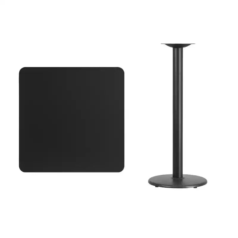 Piano di tavolo laminato quadrato da 30 con base da tavolo alta da bar rotonda da 18
