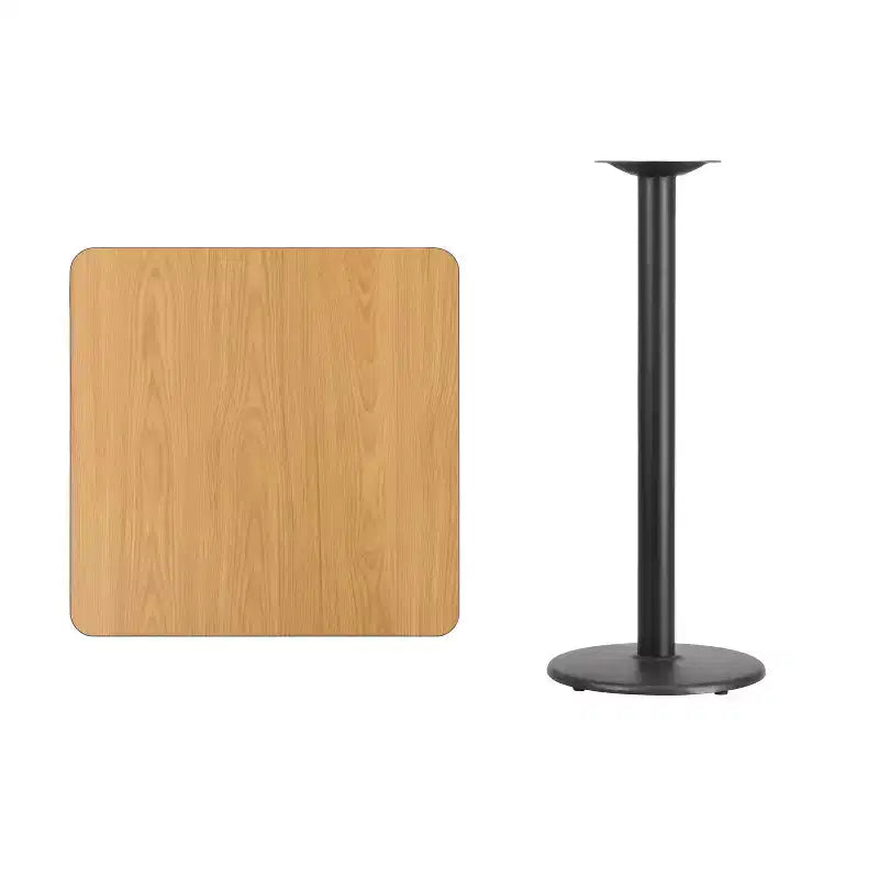 Piano di tavolo laminato quadrato da 30 con base da tavolo alta da bar rotonda da 18