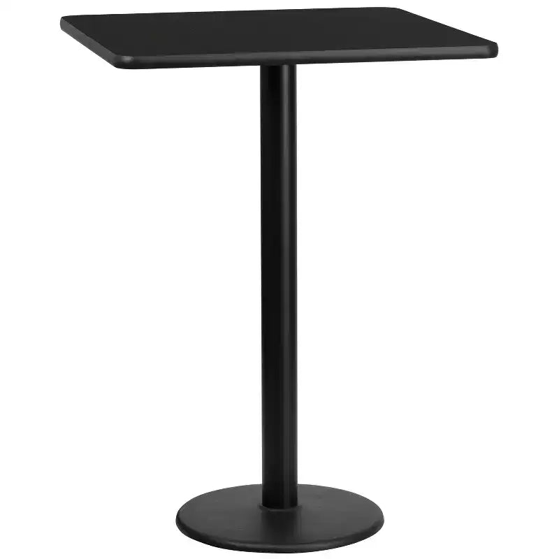 Piano di tavolo laminato quadrato da 30 con base da tavolo alta da bar rotonda da 18