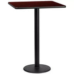 Piano di tavolo laminato quadrato da 30 con base da tavolo alta da bar rotonda da 18