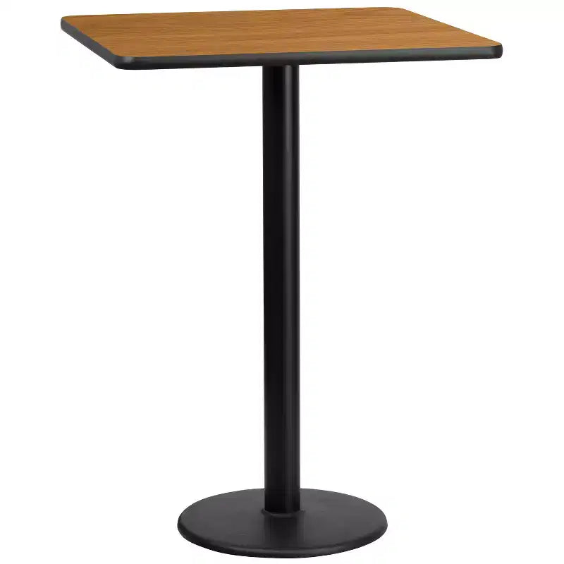 Piano di tavolo laminato quadrato da 30 con base da tavolo alta da bar rotonda da 18