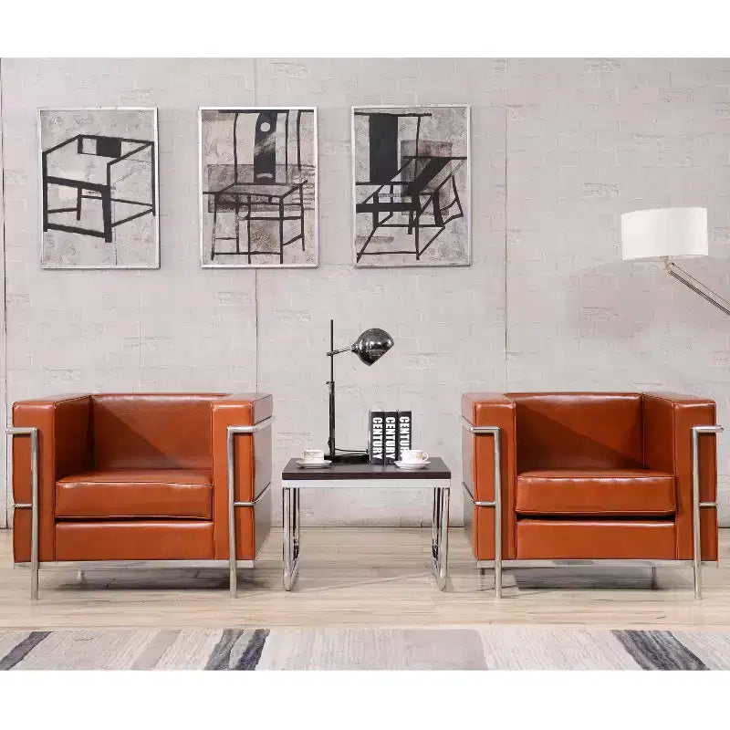 Sedia contemporanea in LeatherSoft con struttura a doppio telaio a barre