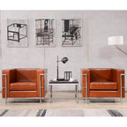 Sedia contemporanea in LeatherSoft con struttura a doppio telaio a barre