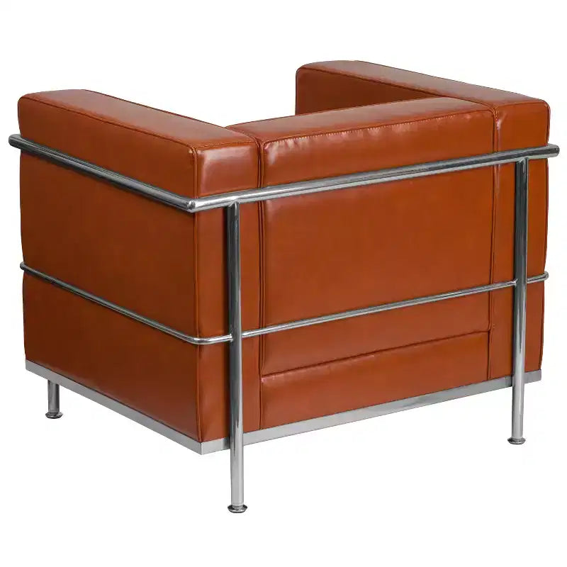 Sedia contemporanea in LeatherSoft con struttura a doppio telaio a barre