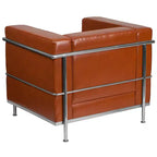 Sedia contemporanea in LeatherSoft con struttura a doppio telaio a barre