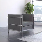 Sedia contemporanea in LeatherSoft con struttura a doppio telaio a barre
