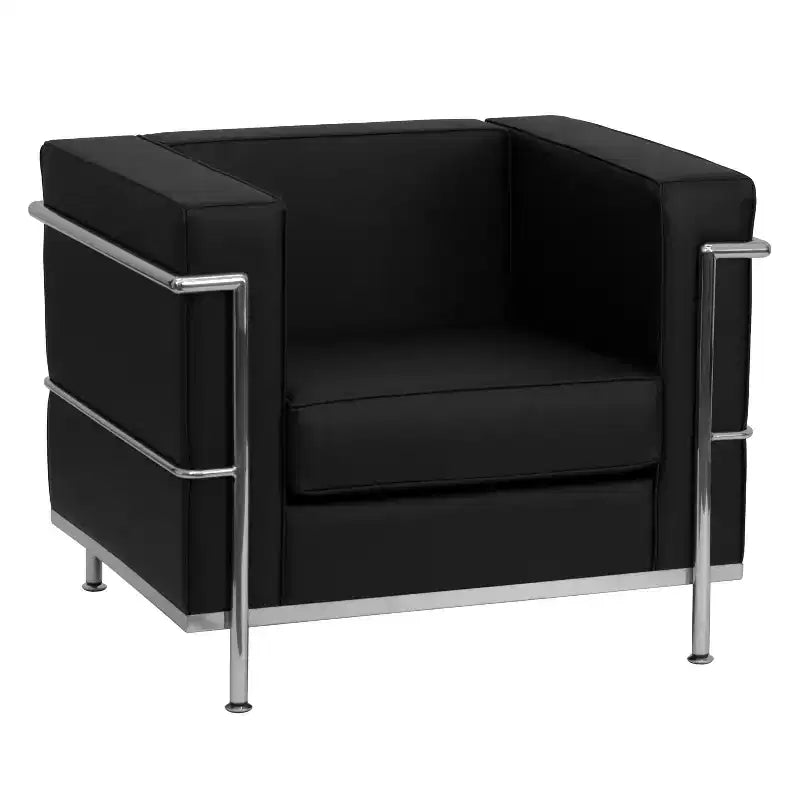 Sedia contemporanea in LeatherSoft con struttura a doppio telaio a barre