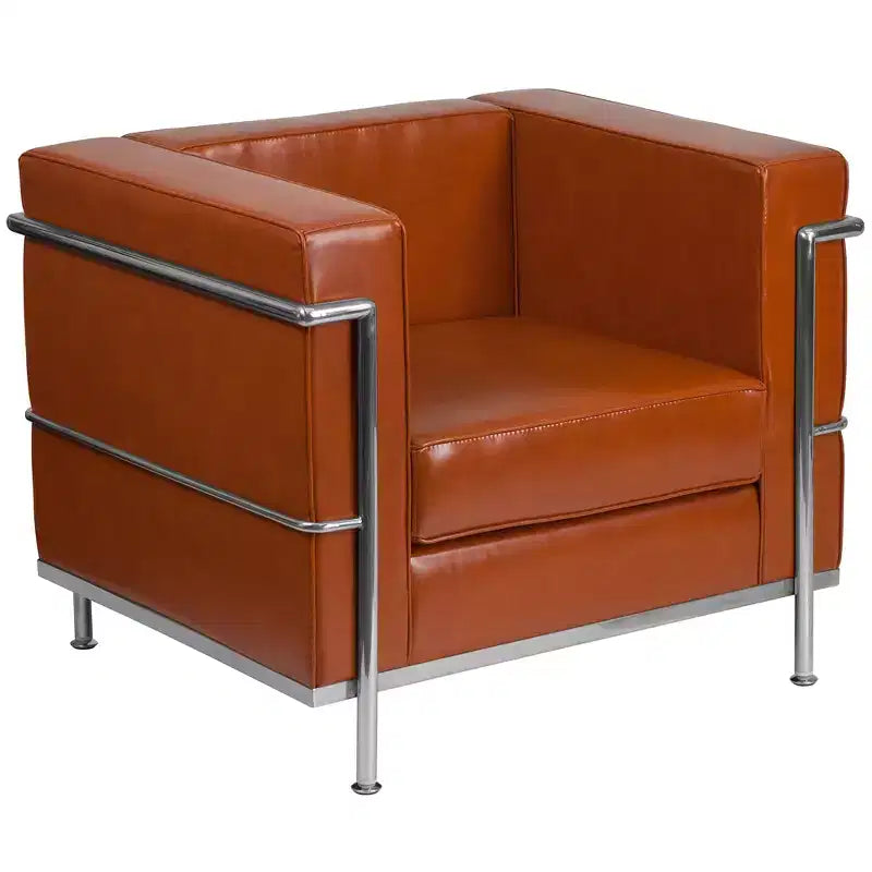 Sedia contemporanea in LeatherSoft con struttura a doppio telaio a barre