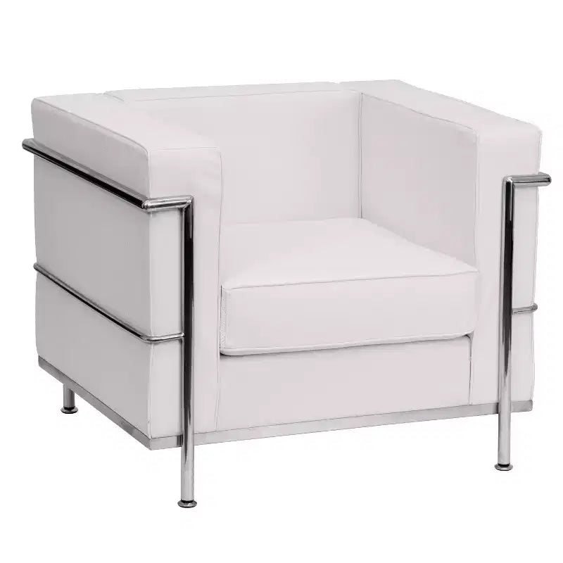 Sedia contemporanea in LeatherSoft con struttura a doppio telaio a barre