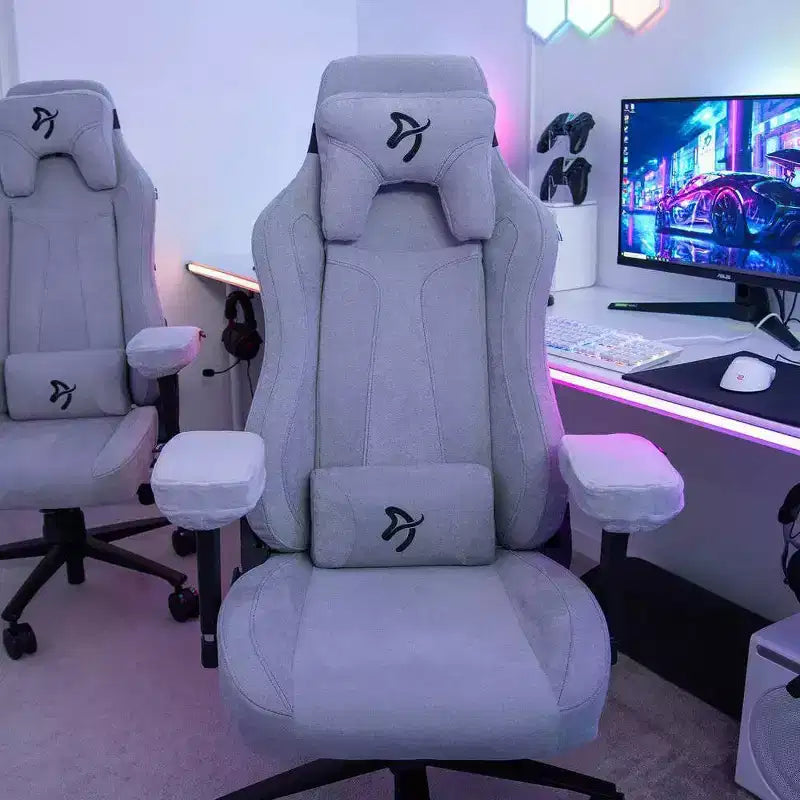 Sedia da ufficio e gaming in tessuto morbido con cuscini di supporto lombare e per il collo morbidi