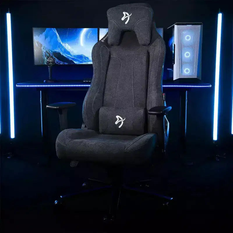 Sedia da ufficio e gaming in tessuto morbido con cuscini di supporto lombare e per il collo morbidi